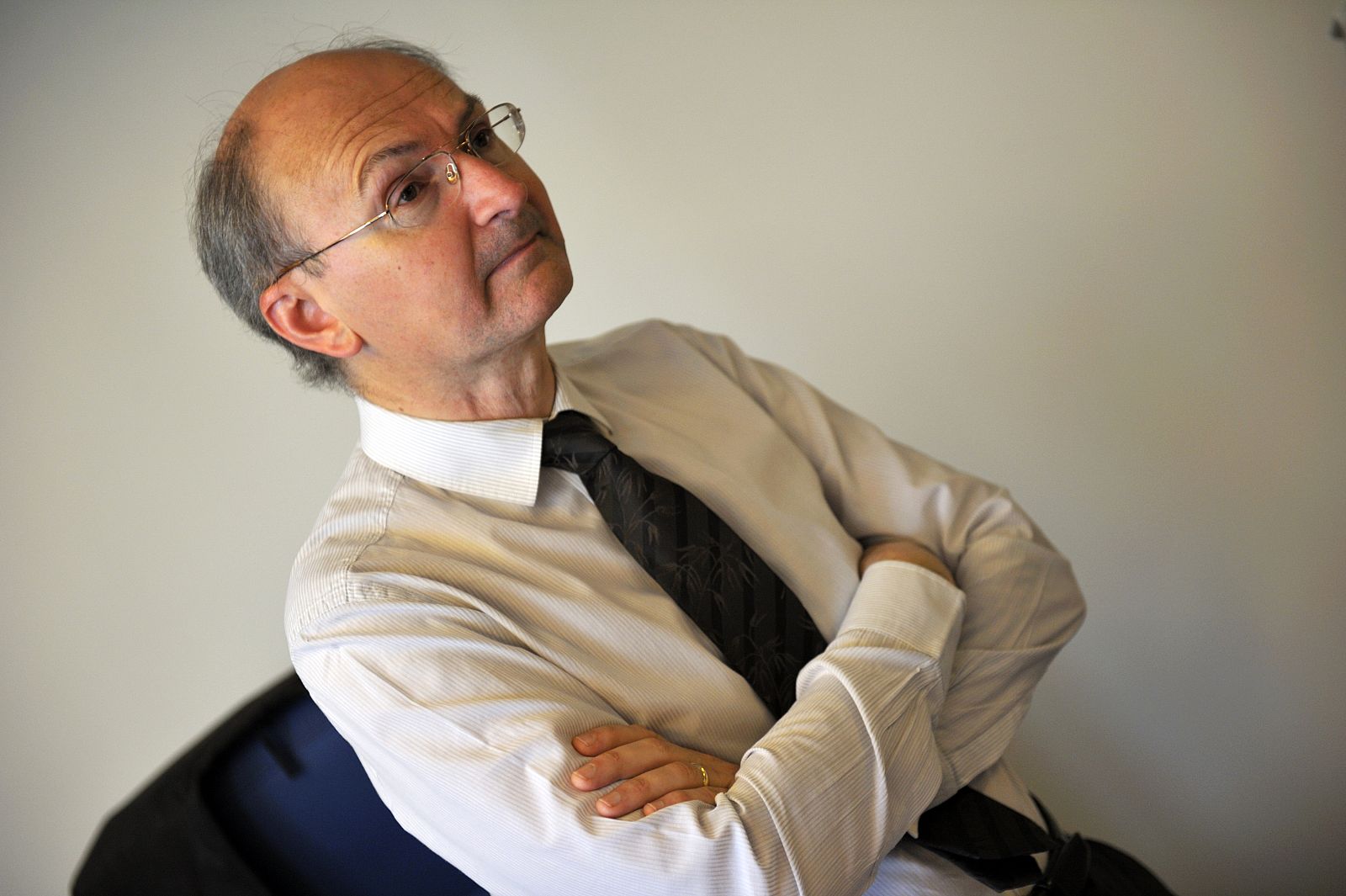Fottorino, CEO of the daily Le Monde, one of France's most respected newspapers, attends the morning news meeting in the Le Monde office in Paris