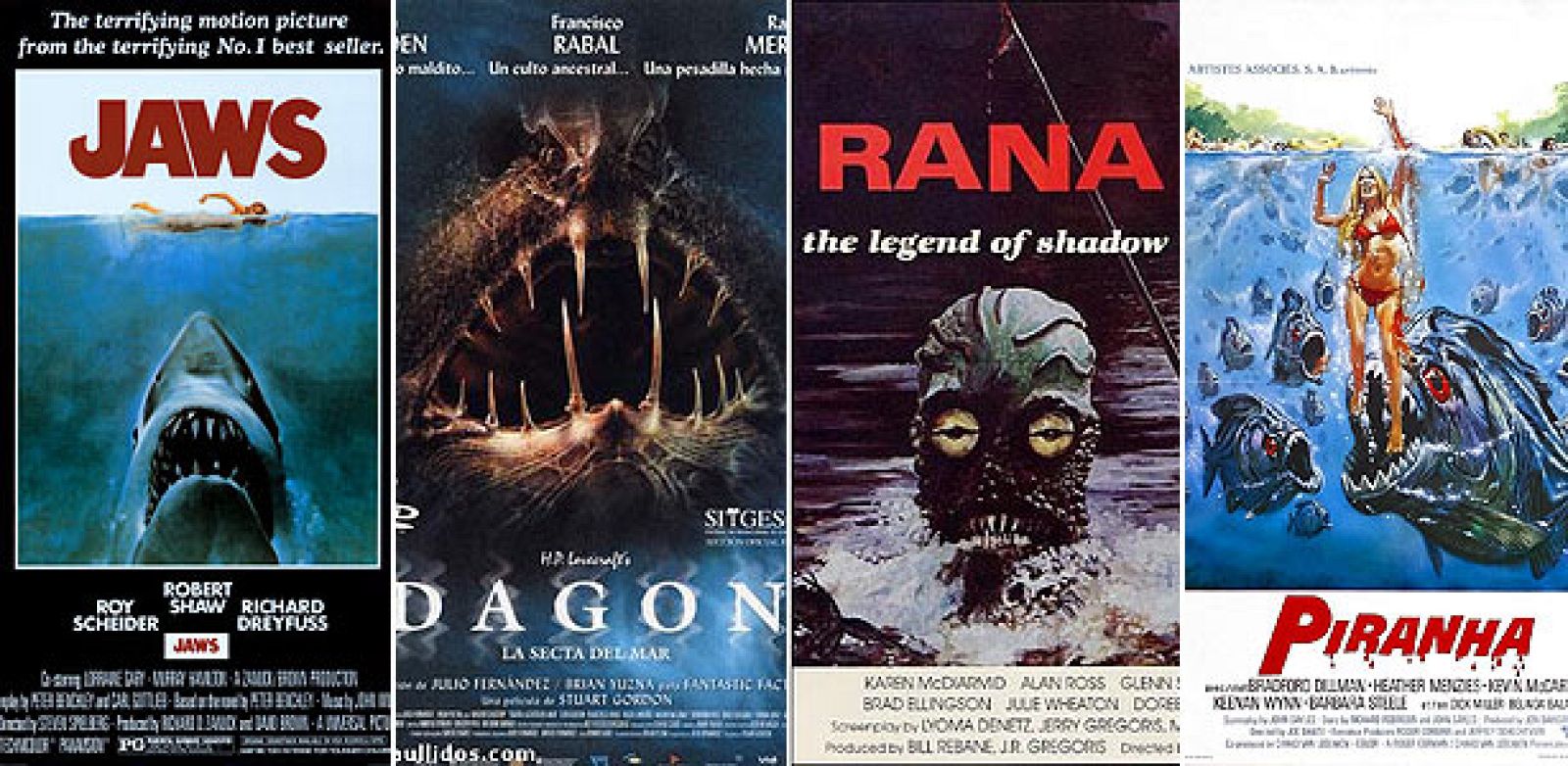 Pósters de algunas películas comentadas en 'Terror bajo las aguas'