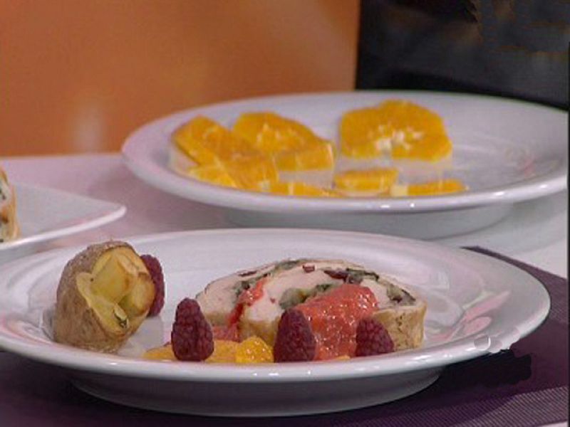 Pechuga de pavo rellena de crema a la frambuesa (29/12/10)