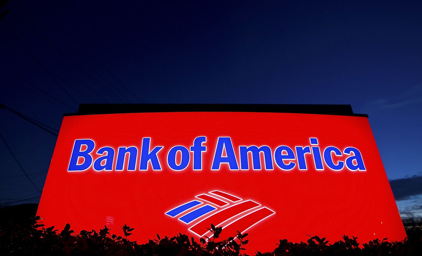File photo of a Bank of America sign outside a bank branch in Charlotte