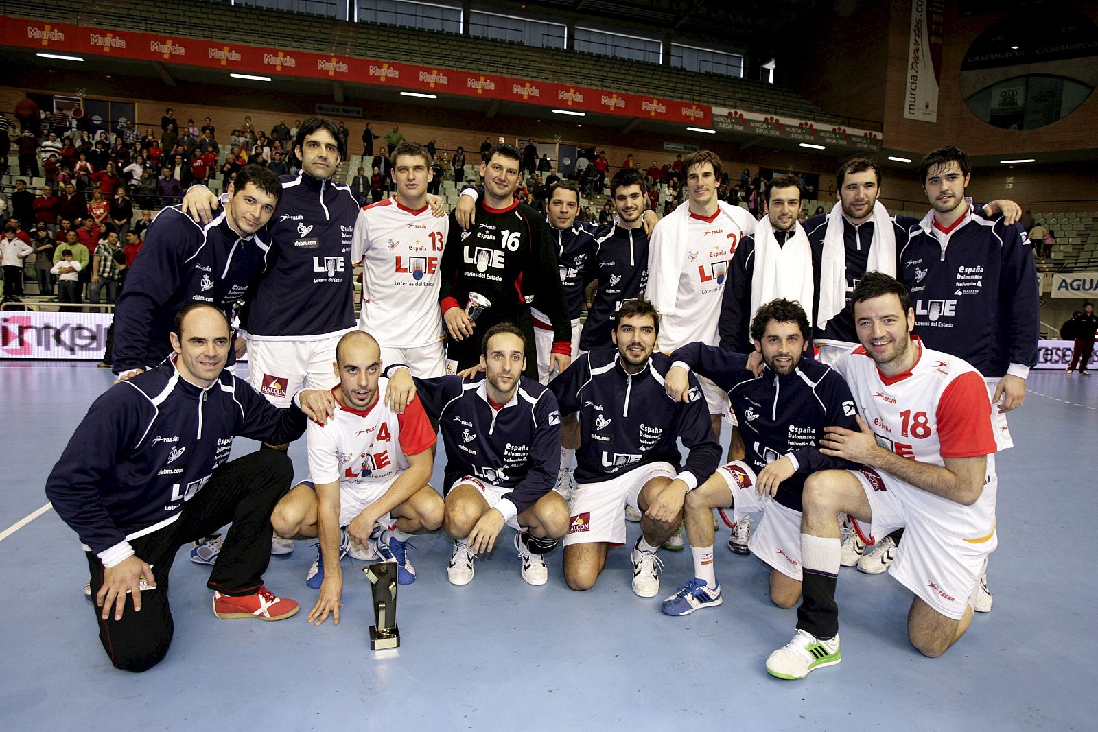 Los jugadores de la selección española de balonmano.