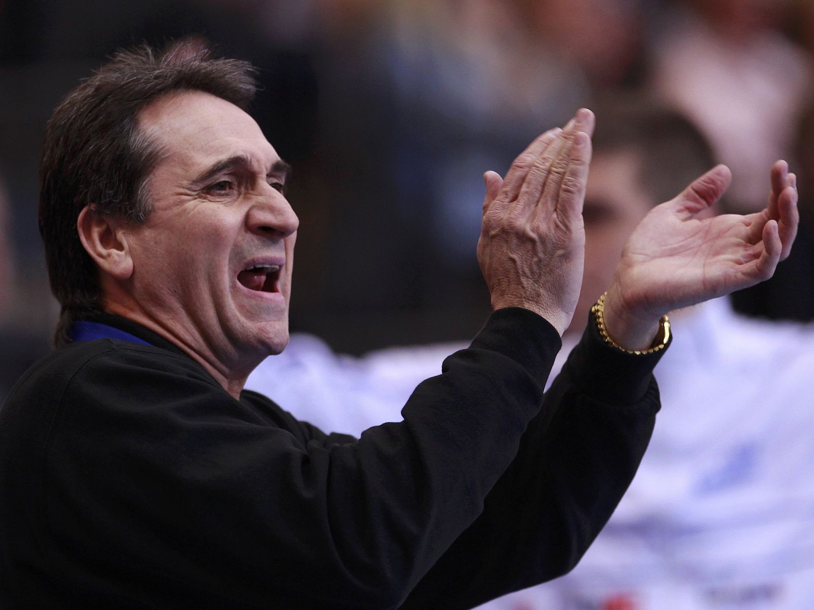 El seleccionador español valero Rivera durante el partido frente a Dinamarca.