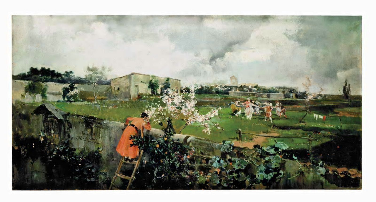 Las naranjas destacan por su abundancia y color en "Las Guirnaldas del comedor" de Joaquín Sorolla (1911)