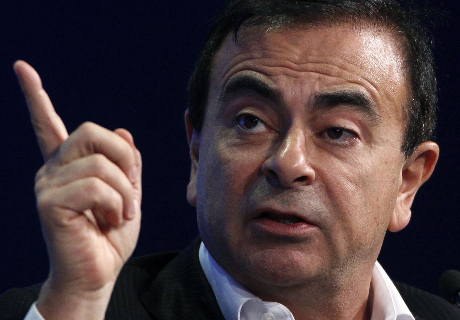 Carlos Ghosn, presidente de Renault, en una intervención en el Foro Económico Mundial de Davos (Suiza).