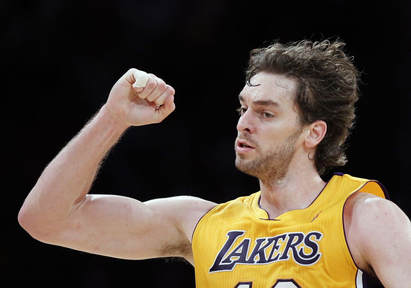 Pau Gasol durante un partido de la NBA con su equipo, los Angeles Lakers.