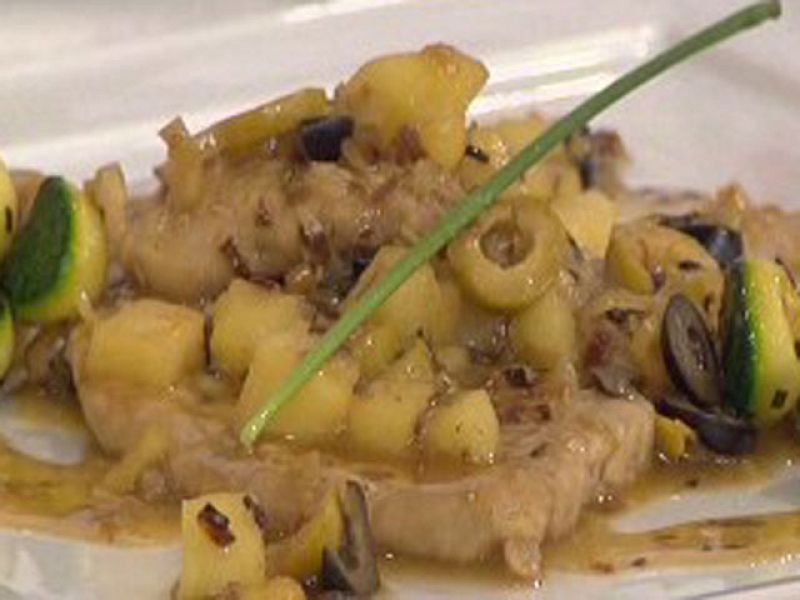 Escalopes de cerdo estofados con aceituna (24/02/11)