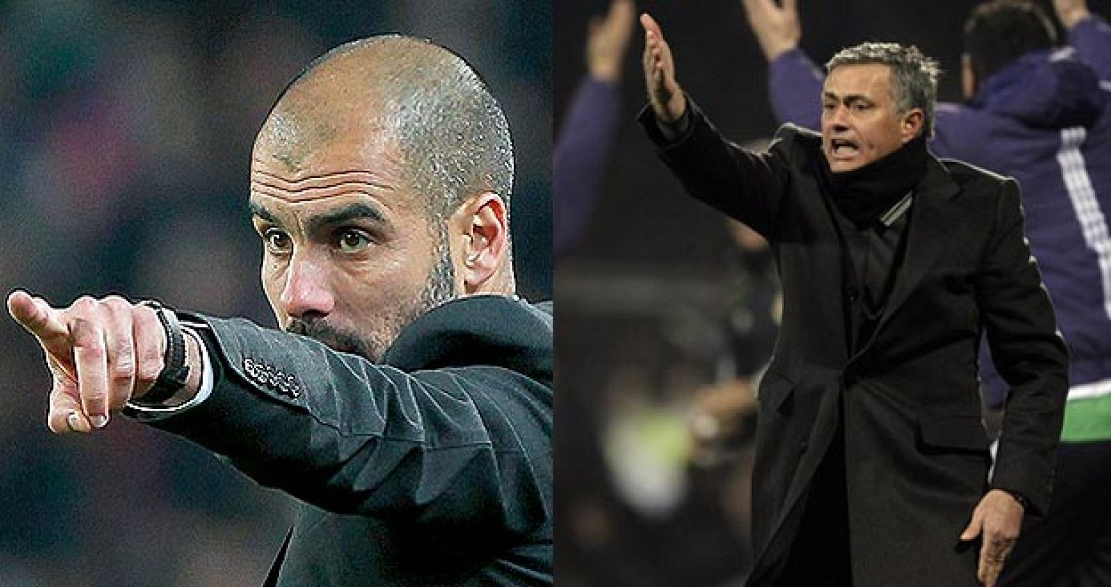 Guardiola, técnico del FC Barcelona, y Mourinho, entrenador del Real Madrid.