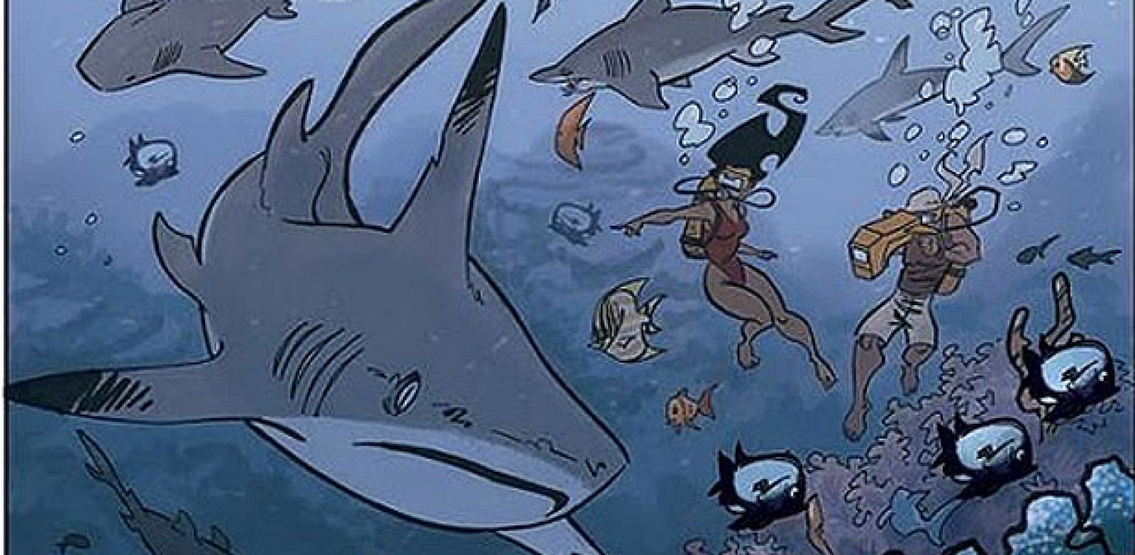 Fragmento de una viñeta de 'Los tiburones de Rangiroa', de Pedro Pérez Valiente
