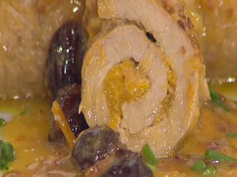 Rollitos de cerdo a la naranja con alachofas a la plancha (07/03/11)