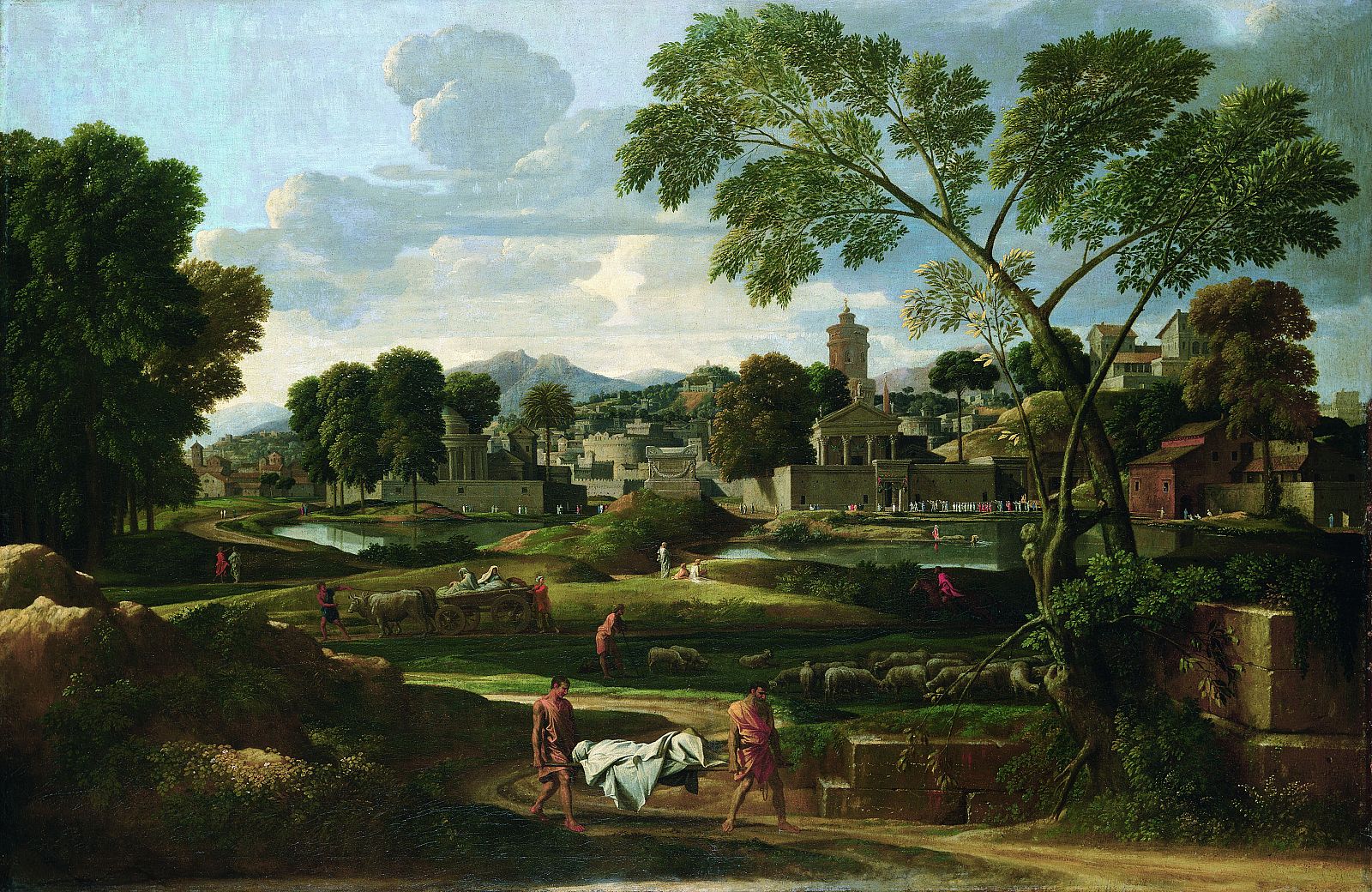 Nicolas Poussin (1594 - 1665) Paisaje con el entierro Foción 1648 óleo sobre lienzo, 117,5 x 178 cm Colección privada © Museo Nacional de Gales Cardiff
