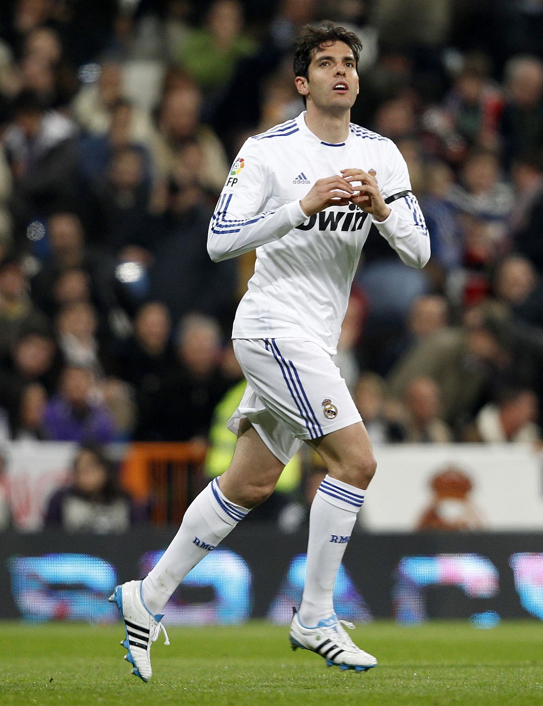 Real Madrid's Kaka celebrates his goal against Real Sociedad during their Spanish first division soccer match at Santiago Bernabeu stadium in Madrid