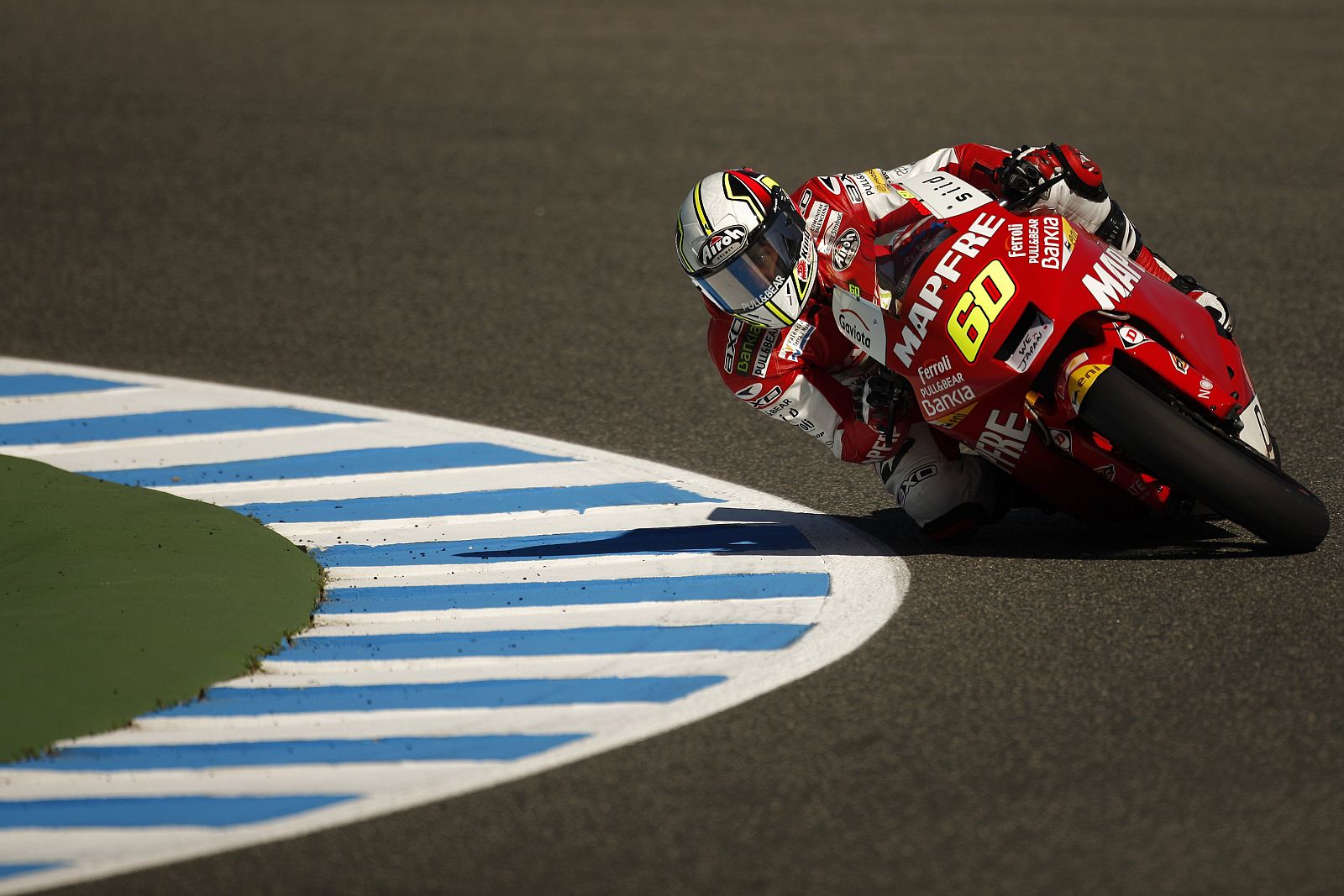Mapfre Moto2 rider Julian Simon of Spain takes a curve  during the first free practice session of the Spanish Grand Prix in Jerez