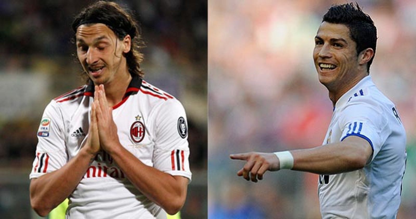 El delantero del Milan, Ibrahimovic, y el del Real Madrid, Cristiano Ronaldo.