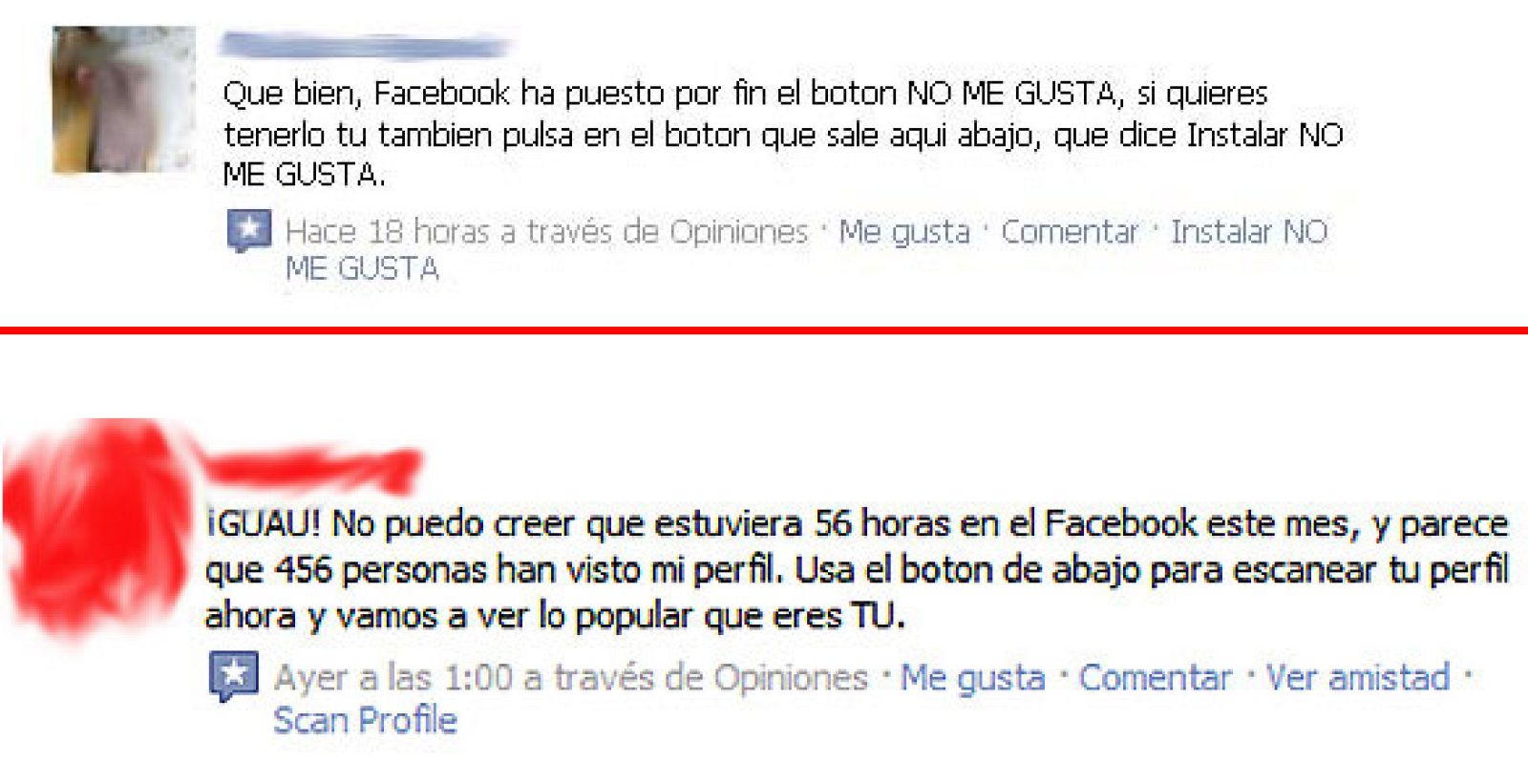 Así son los dos mensajes con spam que inundan los muros de Facebook