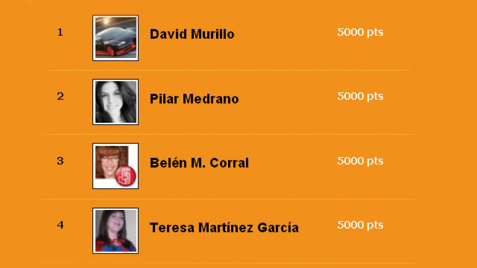 Los cuatro ganadores del Trivial de Amar en Facebook de entre casi mil participantes.