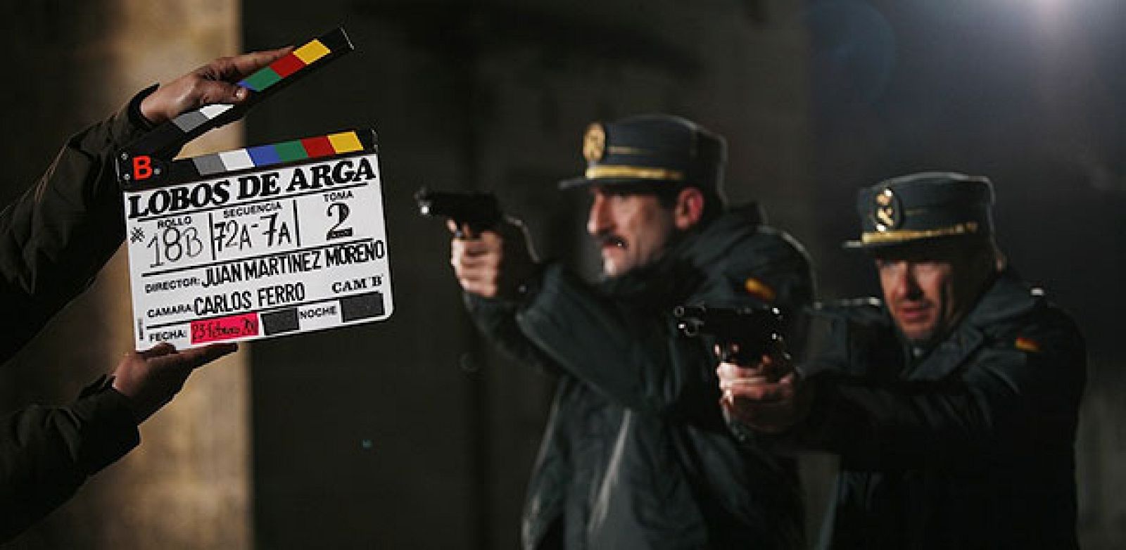 Un momento del rodaje de 'Lobos de Arga'