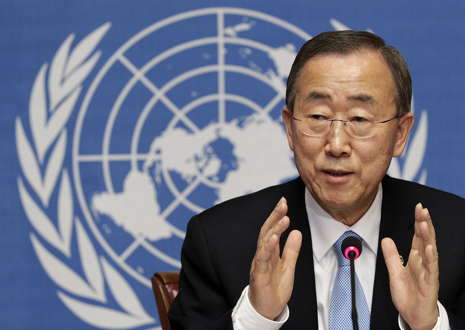 File photo of UN Secretary-General Ban addressing a news conference in Geneva