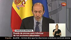 Rubalcaba: la Policía actuará con "firmeza" si hay "violencia" en las protestas del 15M
