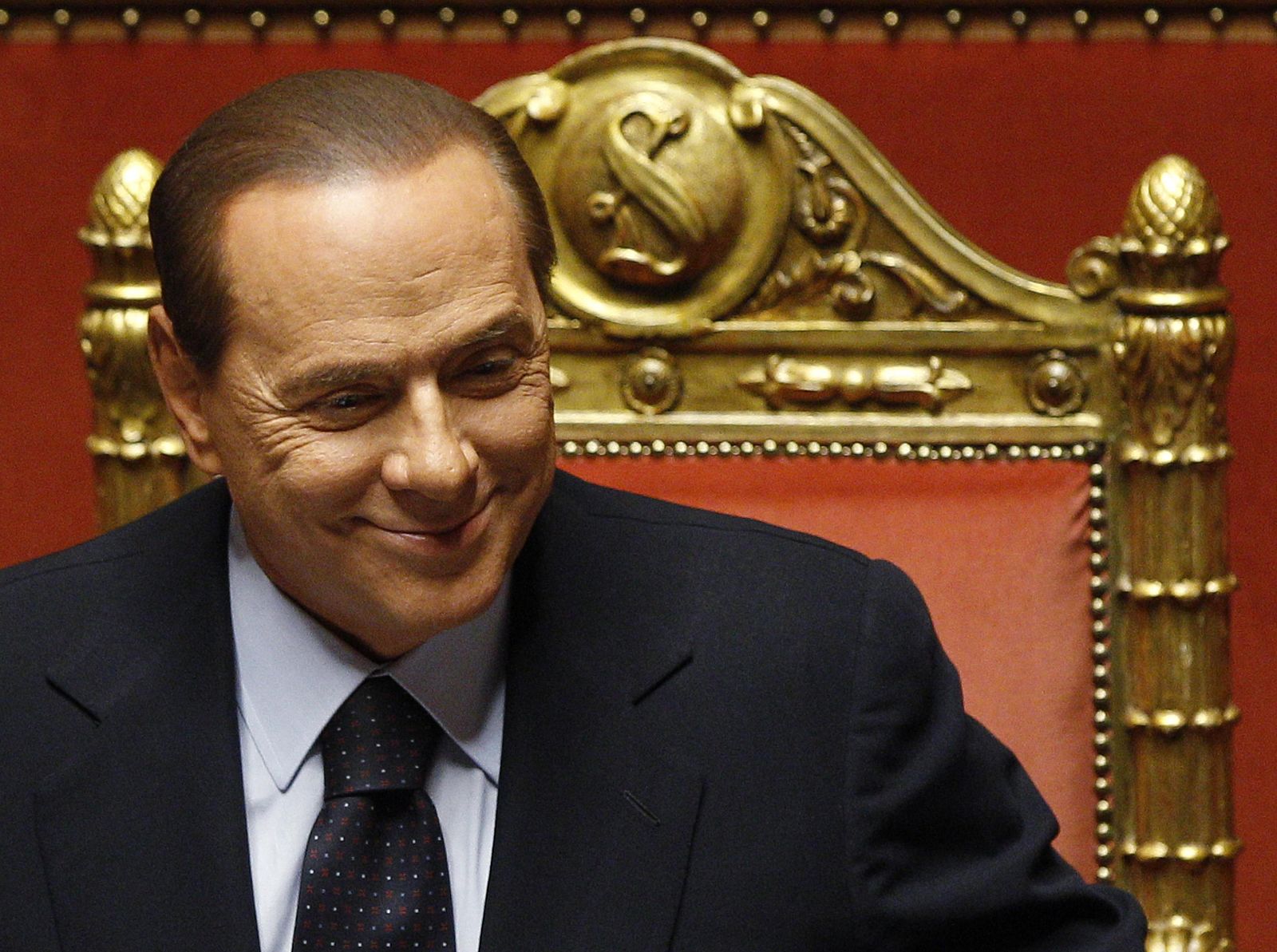 El primer ministro italiano, Silvio Berlusconi, durante su comparecencia en el Senado