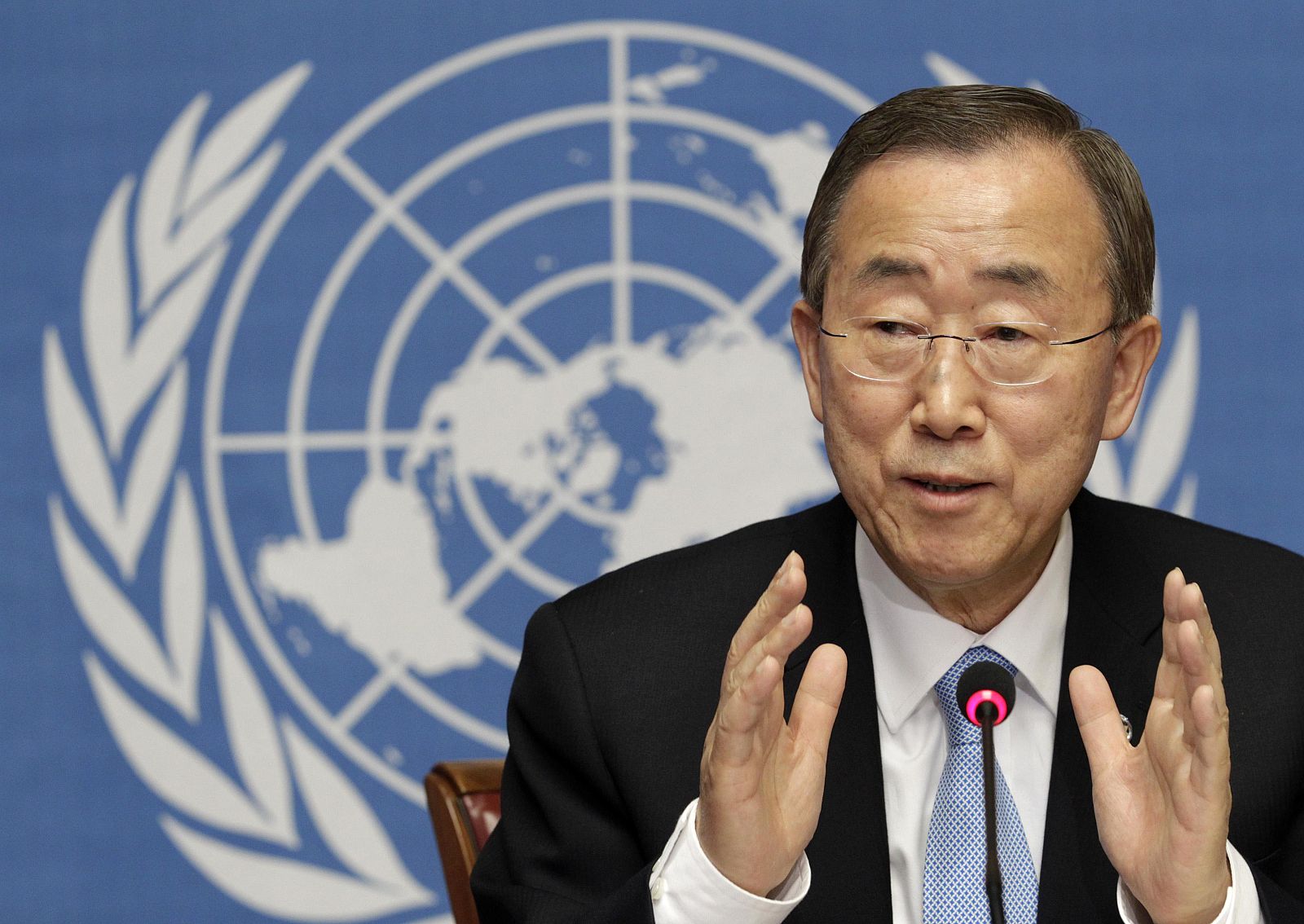 File photo of U.N. Secretary-General Ban addressing a news conference at the United Nations European headquarters in Geneva