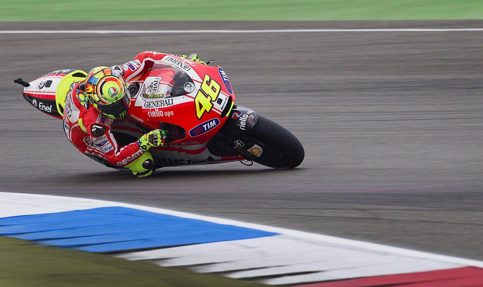 Ducati MotoGP rider Rossi of Italy races during the MotoGP race of the Grand Prix in Assen