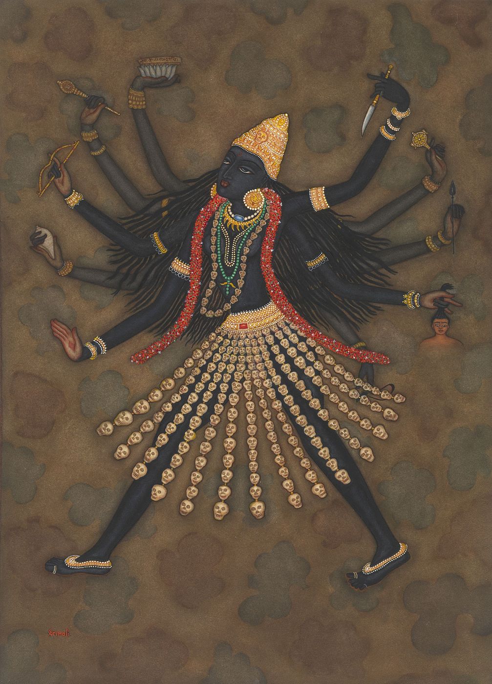 'Kali', 1990. Y. G. Srimati (Indian, 1927¿2007). India, Chennai /New York. Acuarela con dibujo subyacente de grafito, aplicado con brocha en papel de peso medio. Regalo de Michael Pellettieri, en memoria de Y. G. Srimati, 2009.