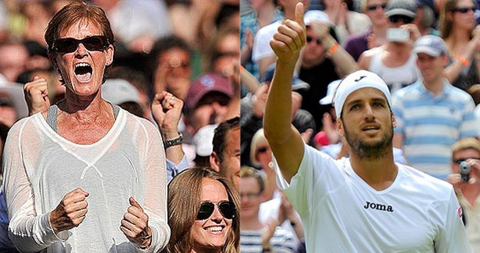 Judy Murray, madre del británico Andy Murray, y el tenista español, Feliciano López.