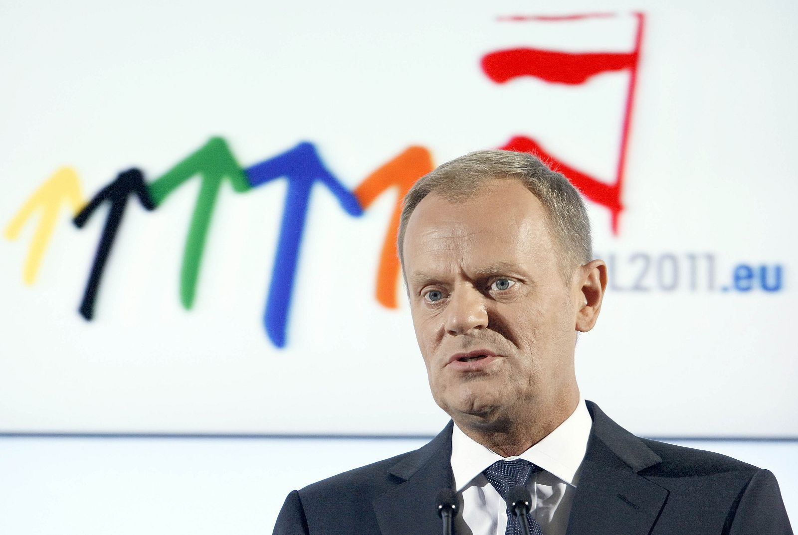 Polish Prime Minister Donald Tusk speaks at an inauguration ceremony for the Polish assumption of the European Union presidency, in Warsaw