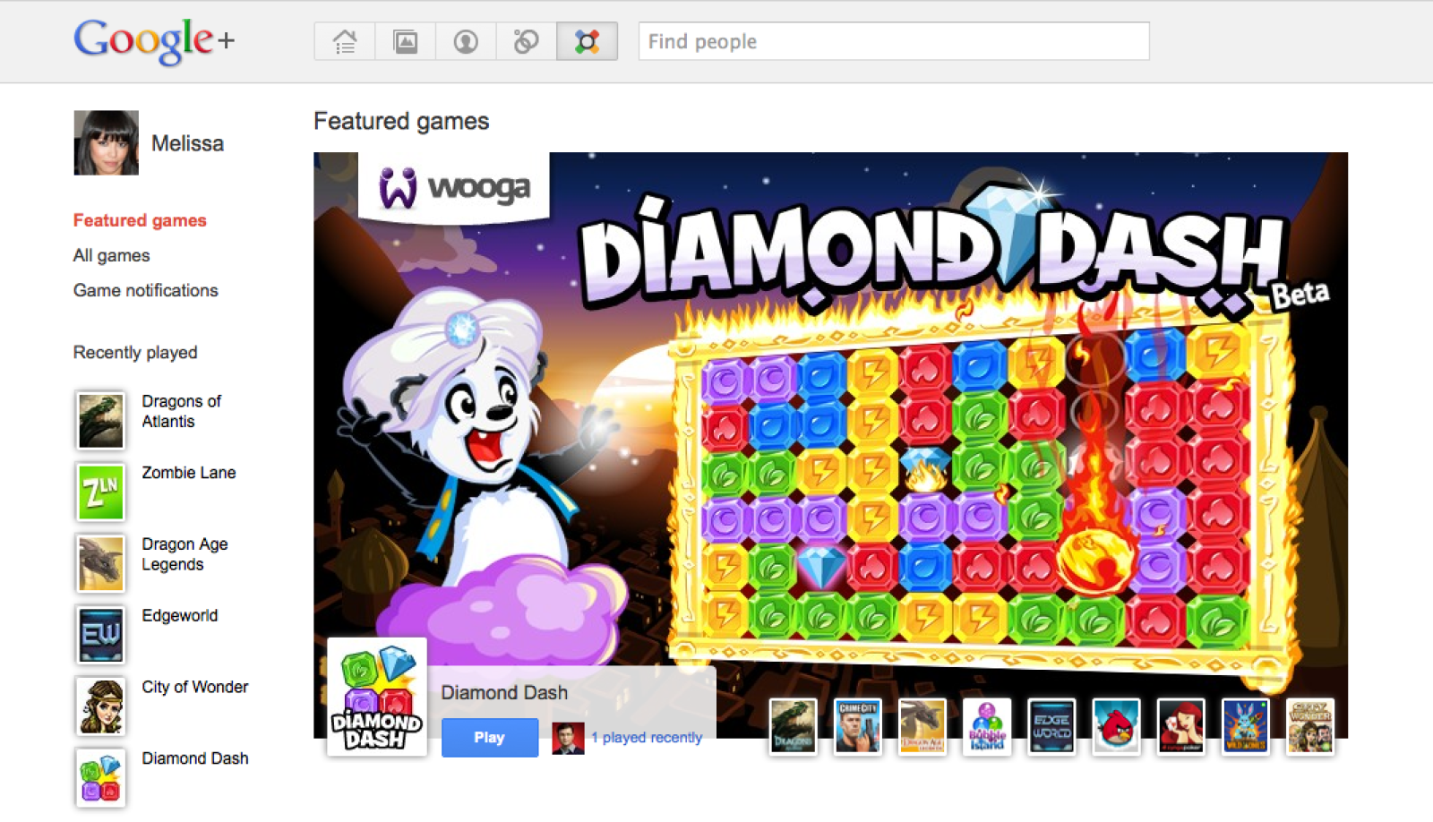 games homepage screenshot