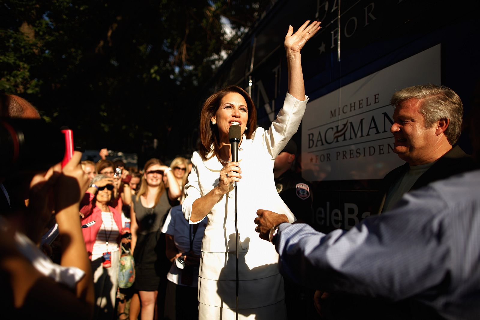La candidata republicana, favorita del Tea Party, Michele Bachmann durante un acto