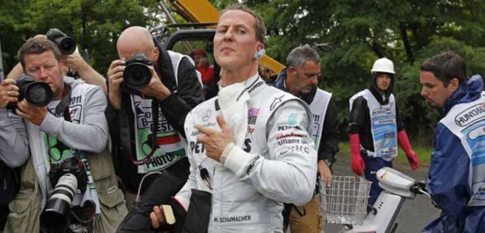 El alemán Schumacher durante el Gran Premio de Hungría.