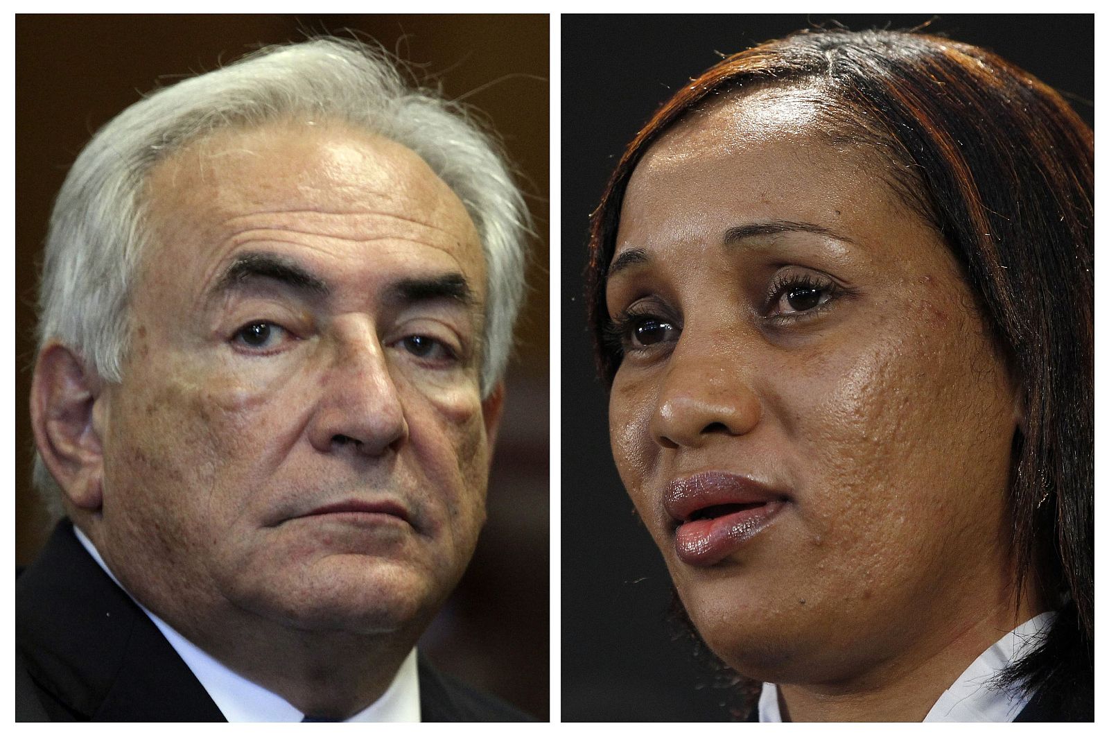 Combo of former International Monetary Fund (IMF) Chief Dominique Strauss-Kahn (L) and Nafissatou Diallo