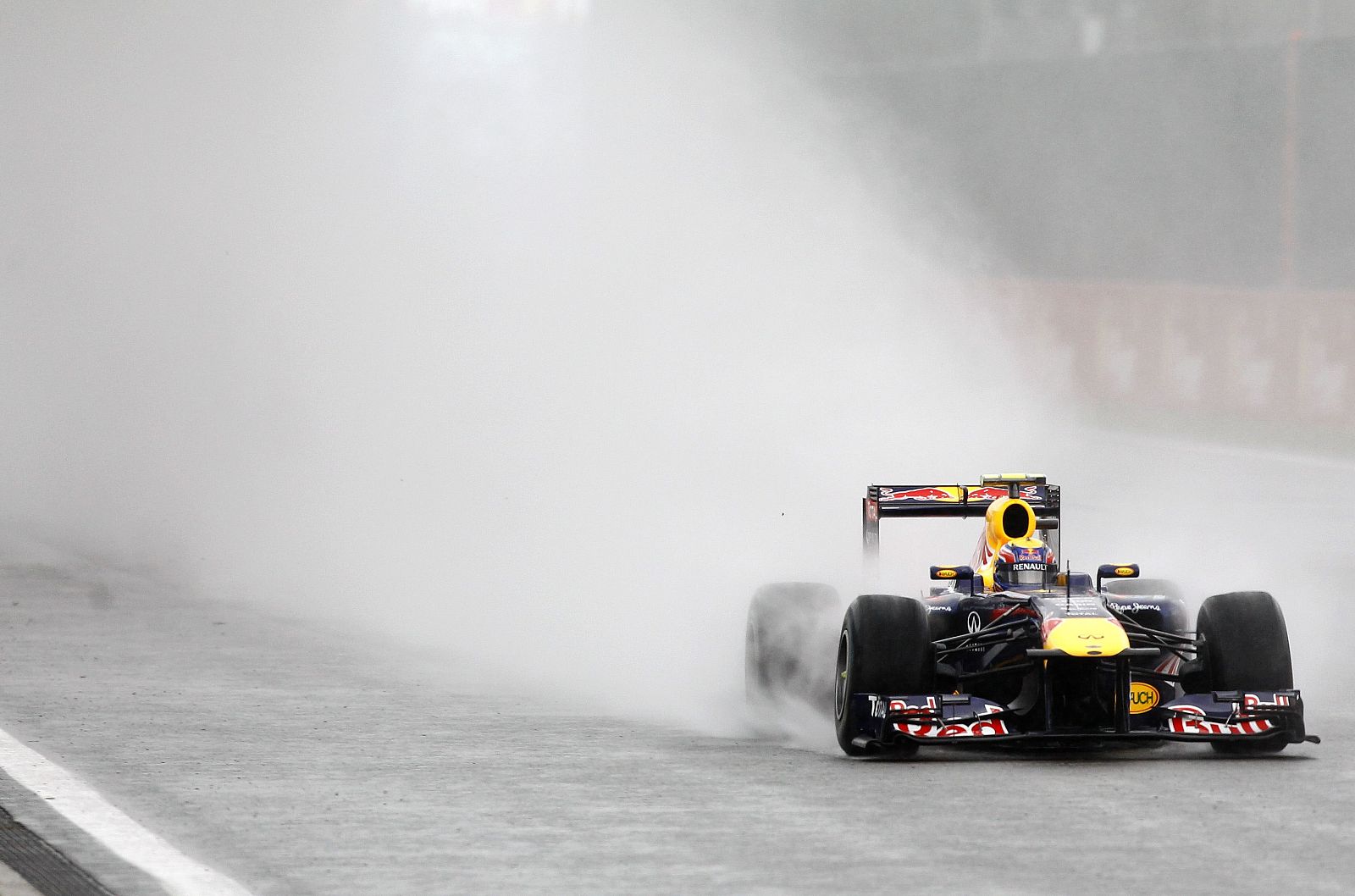 Red Bull Formula One driver Webber of Australia during a practice session of the Belgian F1 Grand Prix in Spa-Francorchamps