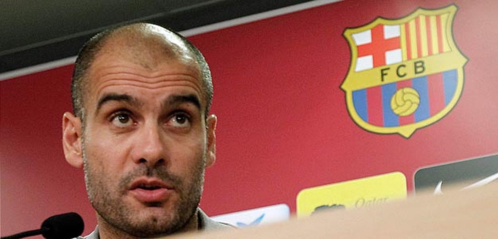 Guardiola en la rueda de prensa en la Ciutat Esportiva de Sant Joan Despí.