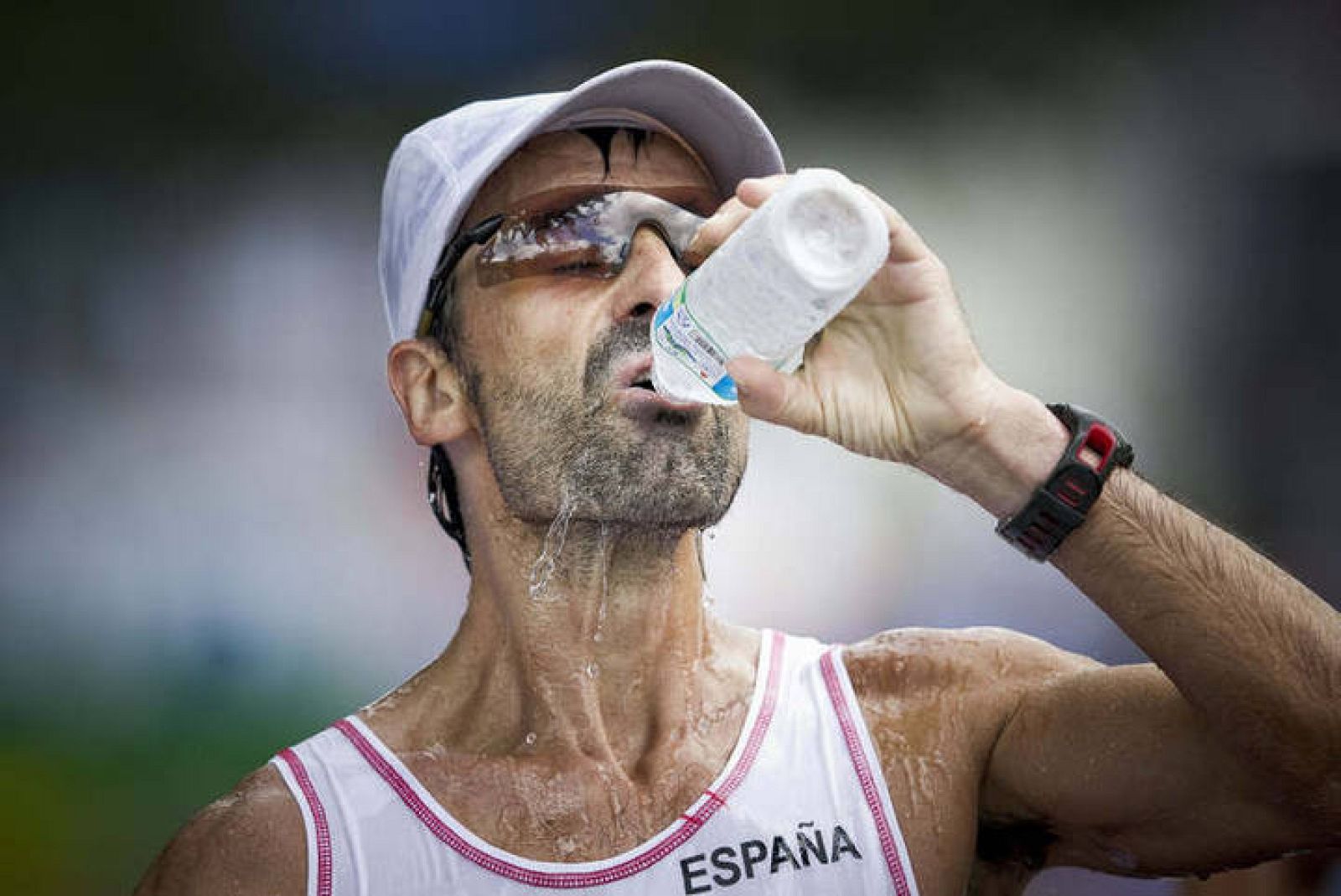 García Bragado durante la carrera de los 50 km. marcha en los mundiales de Daegu.
