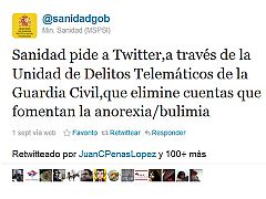 Twitter no cerrará las cuentas que promuevan la anorexia o la bulimia porque "no es delito"