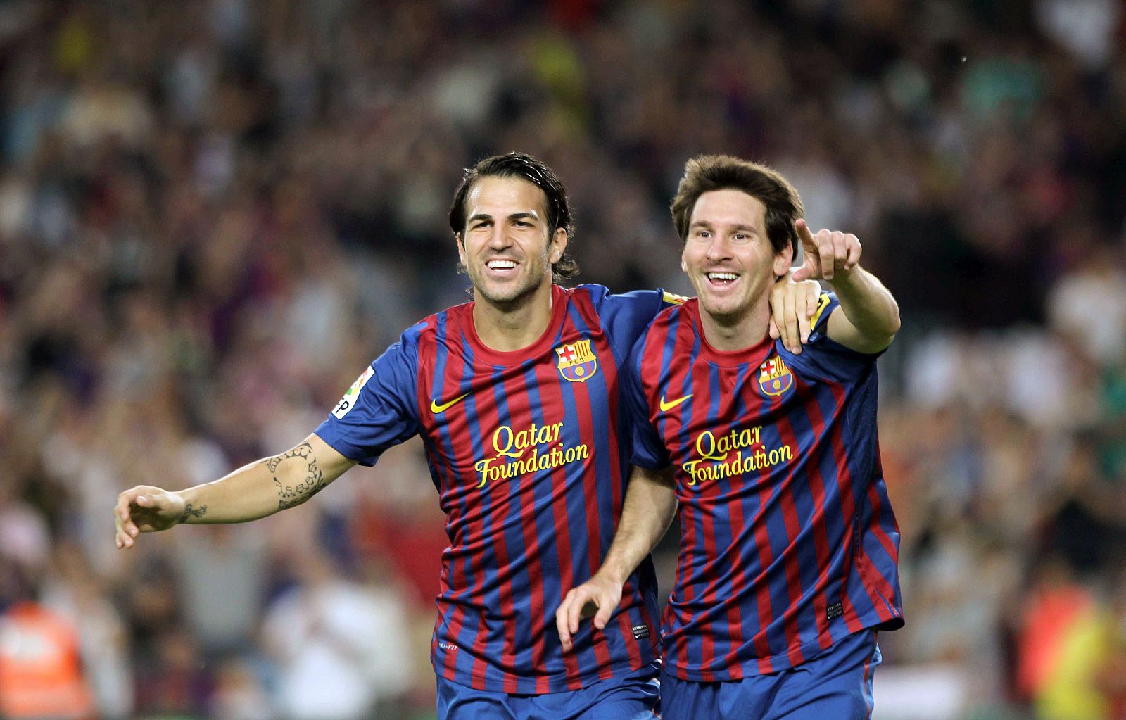 Los jugadores del Barcelona, Cesc Fàbregas y Leo Messi, forman una pareja letal.