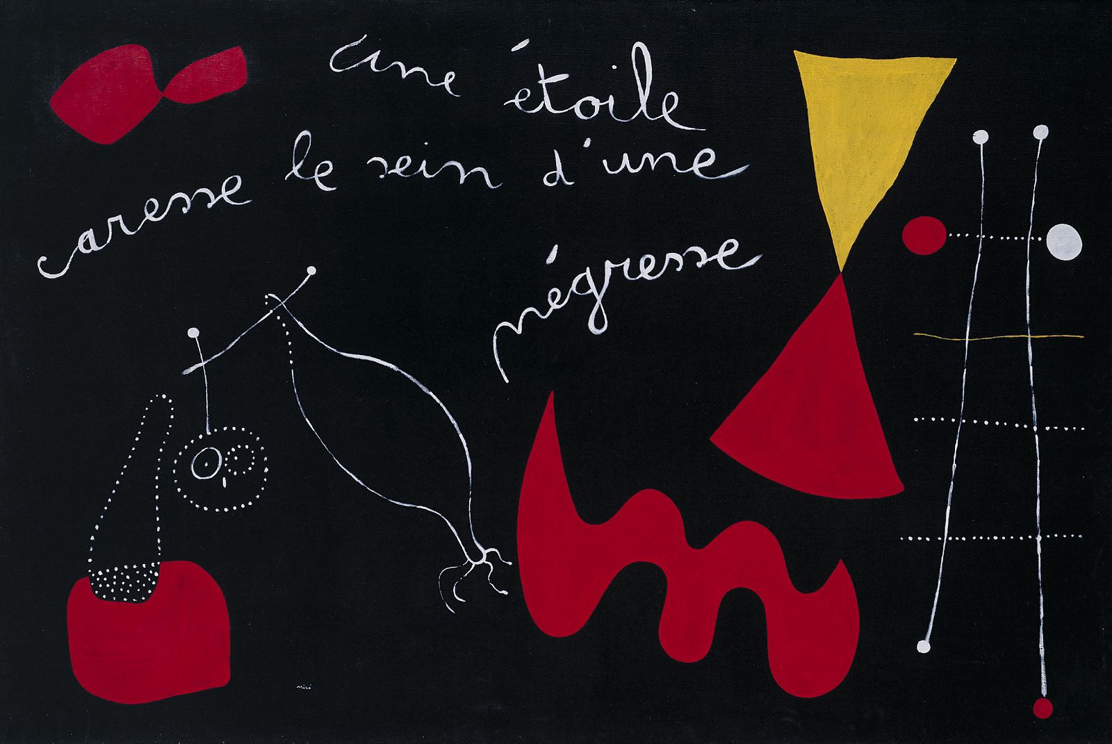 Una estrella acaricia el pecho de una negra, de Joan Miró.