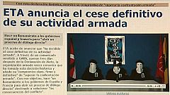 ETA anuncia el "cese definitivo de su actividad armada" y pide "diálogo" al Gobierno y Francia