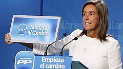 El PP presenta su lema 'Súmate al cambio' y reparte caramelos 'anti Rubalcaba'