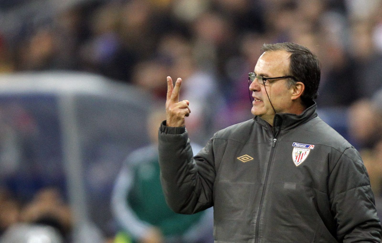 Athletic Bilbao's coach Marcelo Bielsa Caldera reacts during their Europa League Group F soccer match in Salzburg