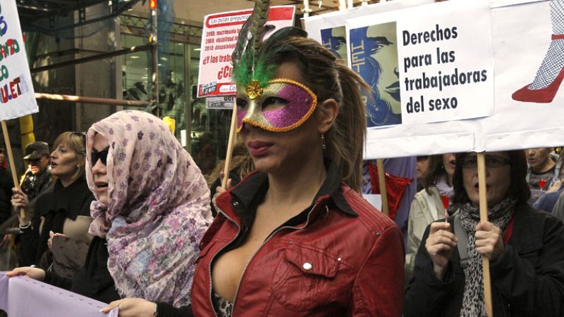 Manifestación en Madrid por la legitimidad de la actividad de las prostitutas 