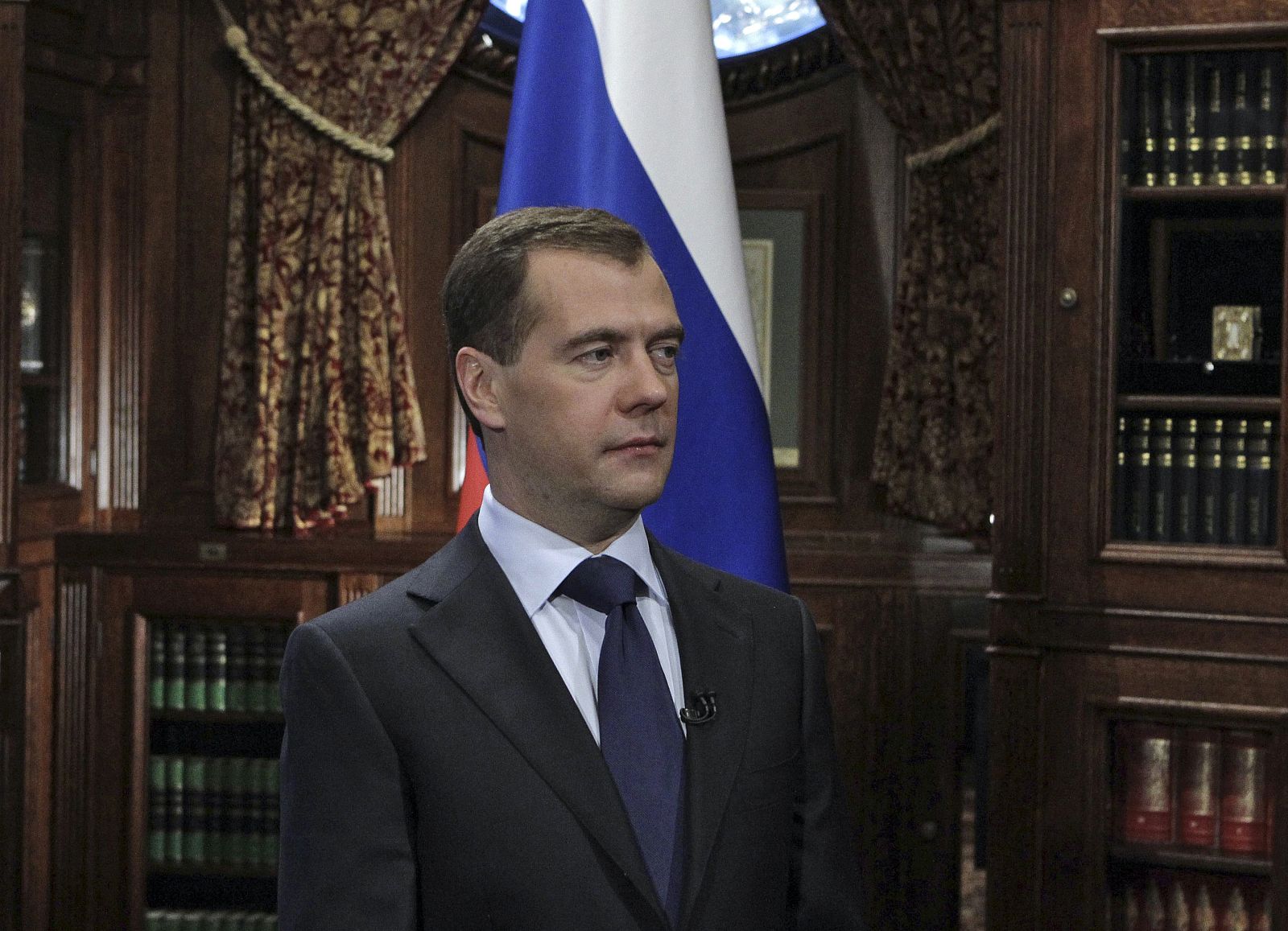 Russia's President Dmitry Medvedev makes a statement in Moscow