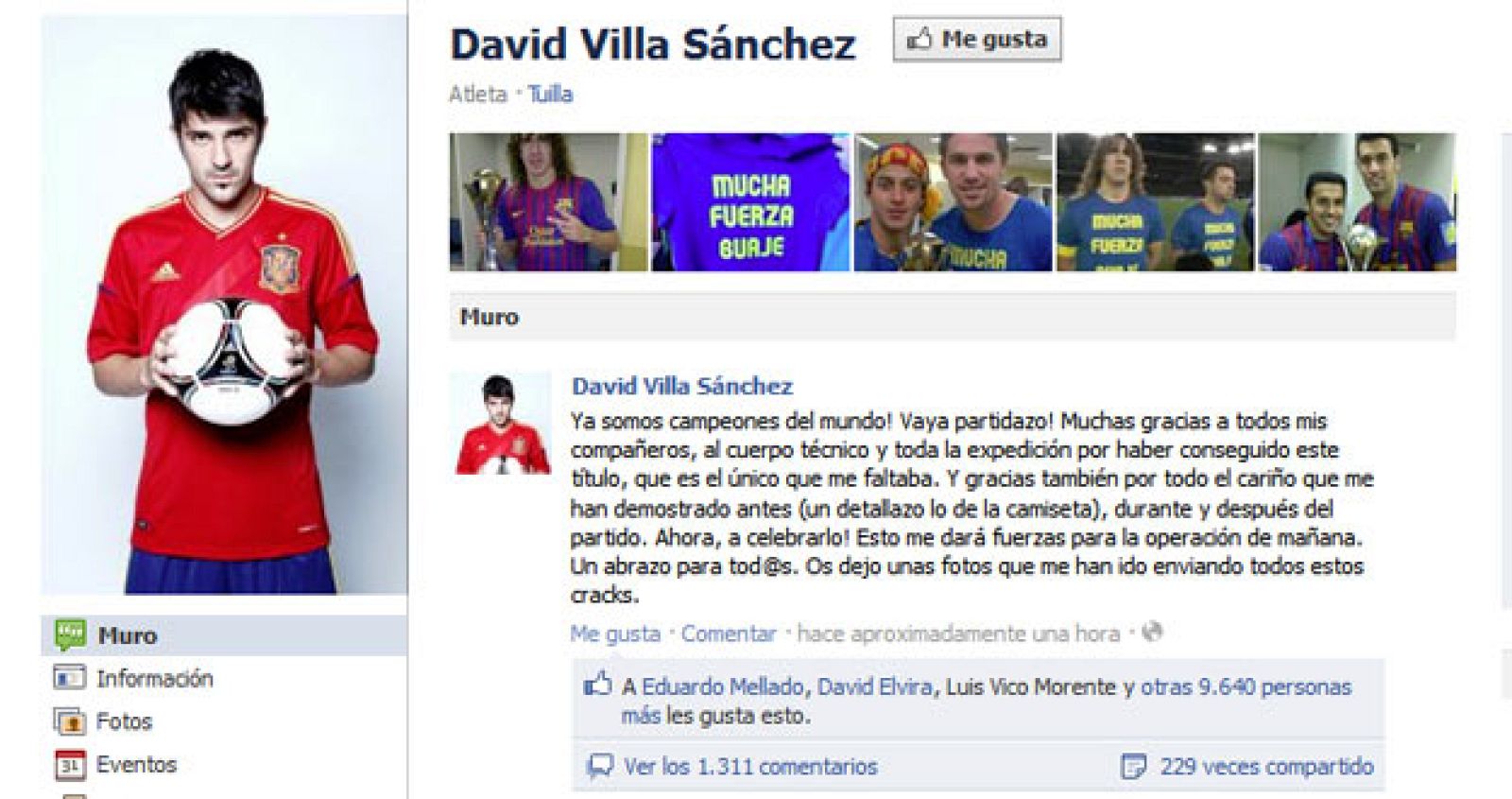 Página de Facebook de David Villa.