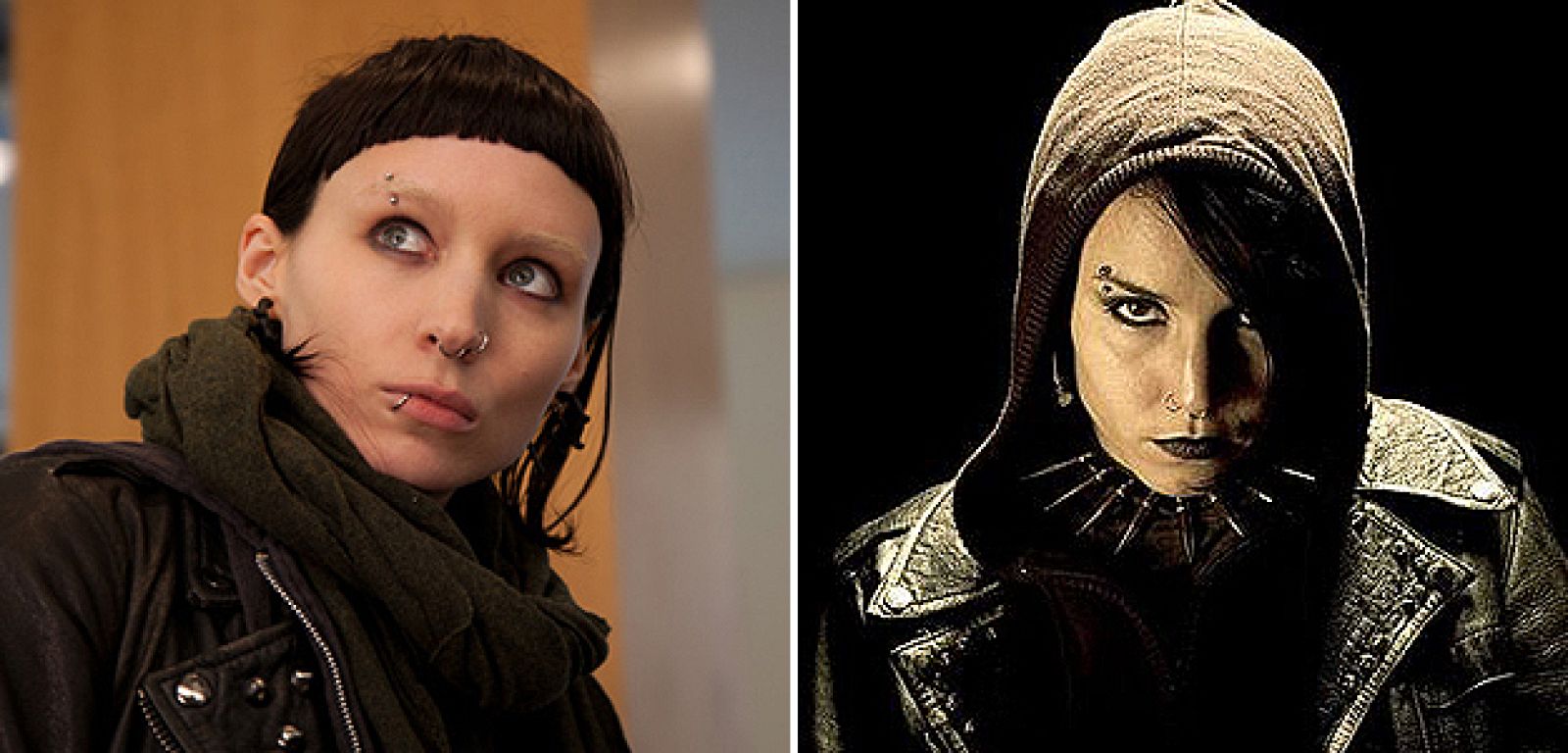 Rooney Mara (izq) es Lisbeth Salander en la versión de EEUU. Noomi Rapace (dcha) en los films suecos