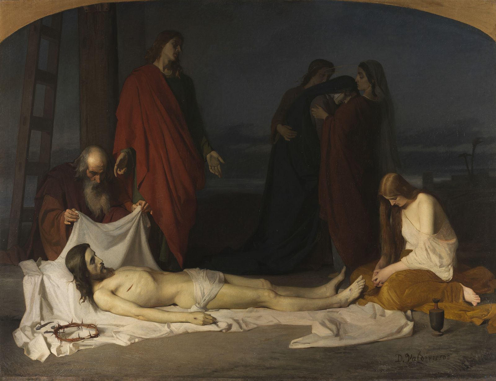 'El Descendimiento' de Domingo Valdivieso, Óleo sobre lienzo, 254 x 343 cm, 1864