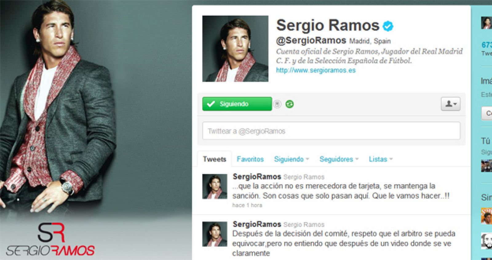 Sergio Ramos ha expresado su malestar en twitter.