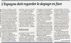 'Le Monde': "El caso Contador debe hacer que España mire al dopaje de frente"