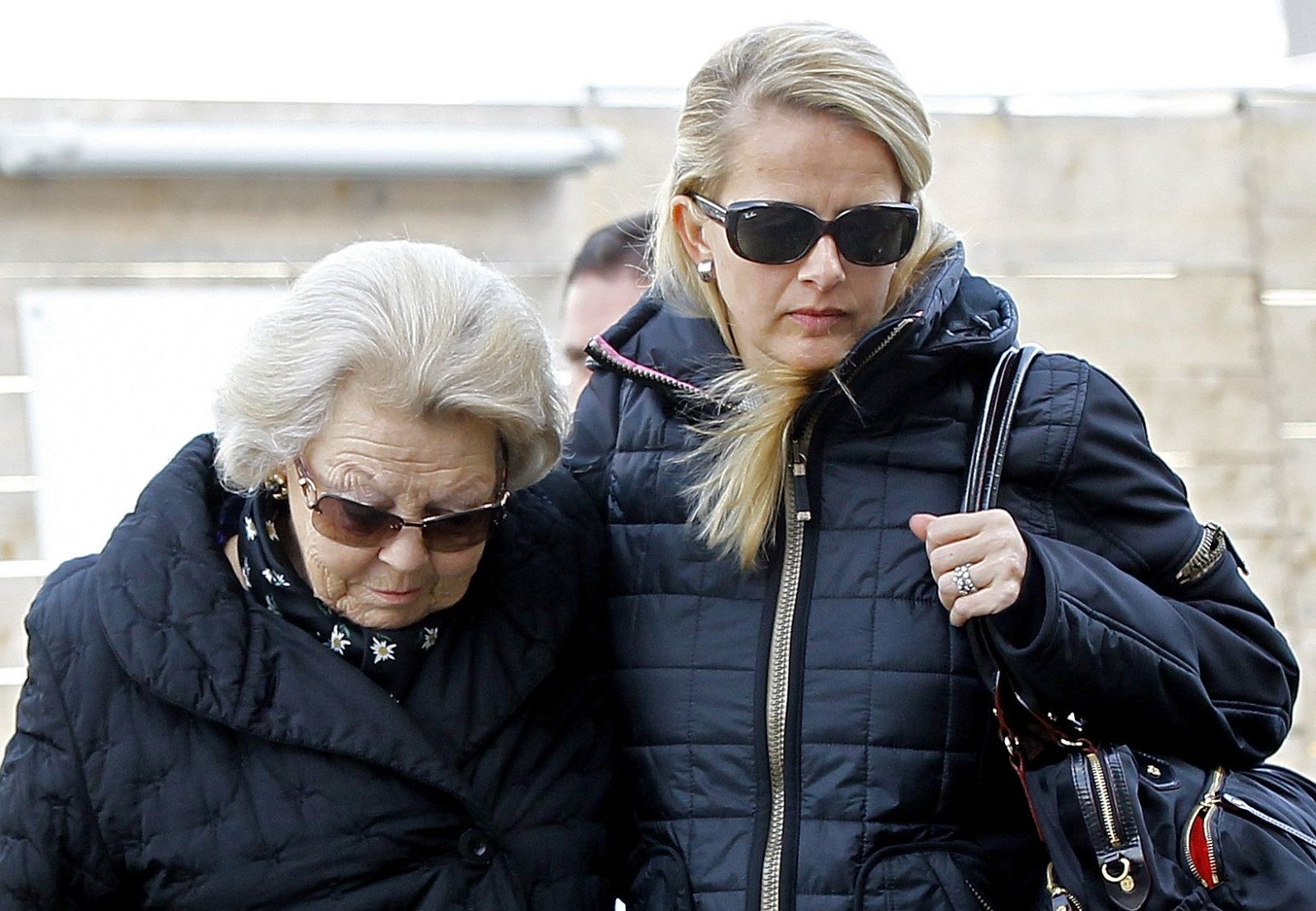 Dutch Queen Beatrix and Prince Johan Friso's wife Mabel arrive at the University hospital (Landeskrankenhaus Innsbruck - Universitaetskliniken) in Innsbruck