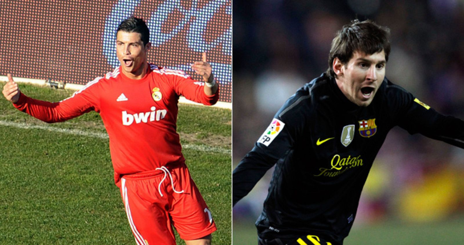 Cristiano Ronaldo y Leo Messi celebran los tantos marcados a Rayo y Atlético, respectivamente.